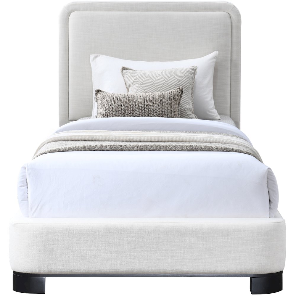 Nolita Cream Linen Textured Fabric Twin Bed. Picture 2