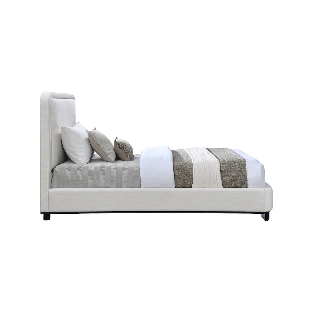 Nolita Cream Linen Textured Fabric Twin Bed. Picture 3