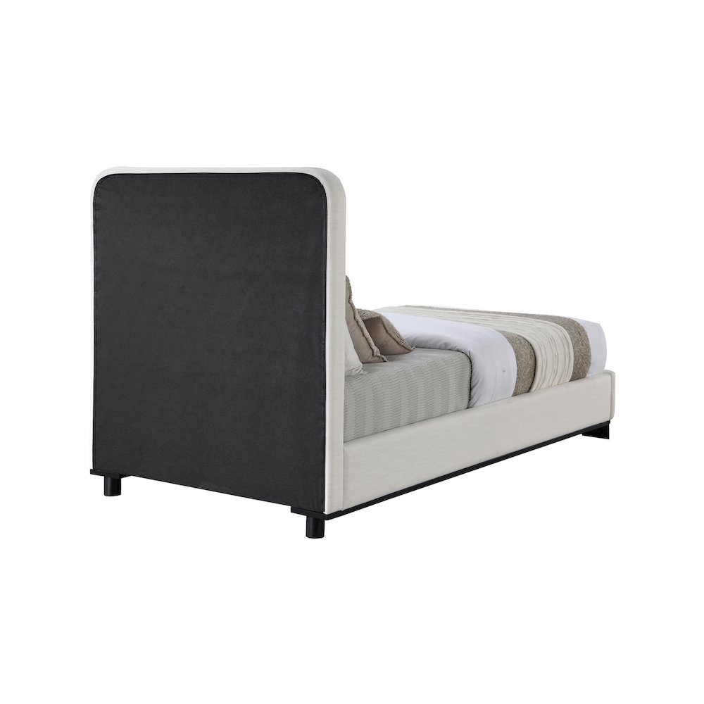 Nolita Cream Linen Textured Fabric Twin Bed. Picture 4