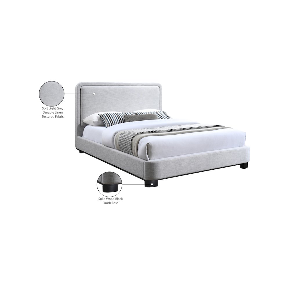 Nolita Grey Linen Textured Fabric Full Bed. Picture 7