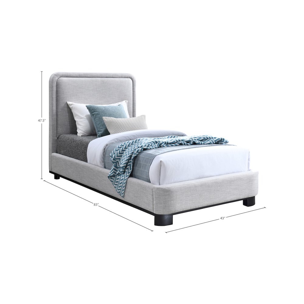 Nolita Grey Linen Textured Fabric Twin Bed. Picture 6