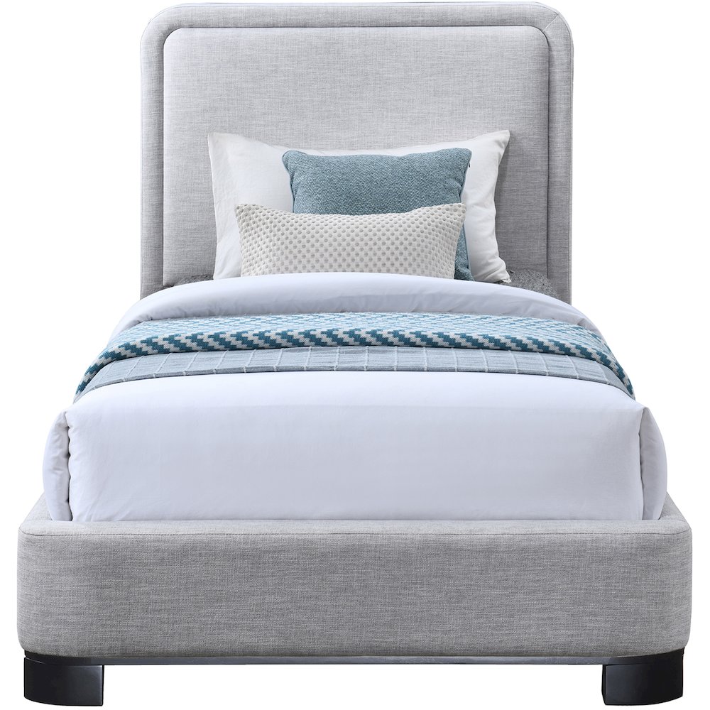 Nolita Grey Linen Textured Fabric Twin Bed. Picture 2