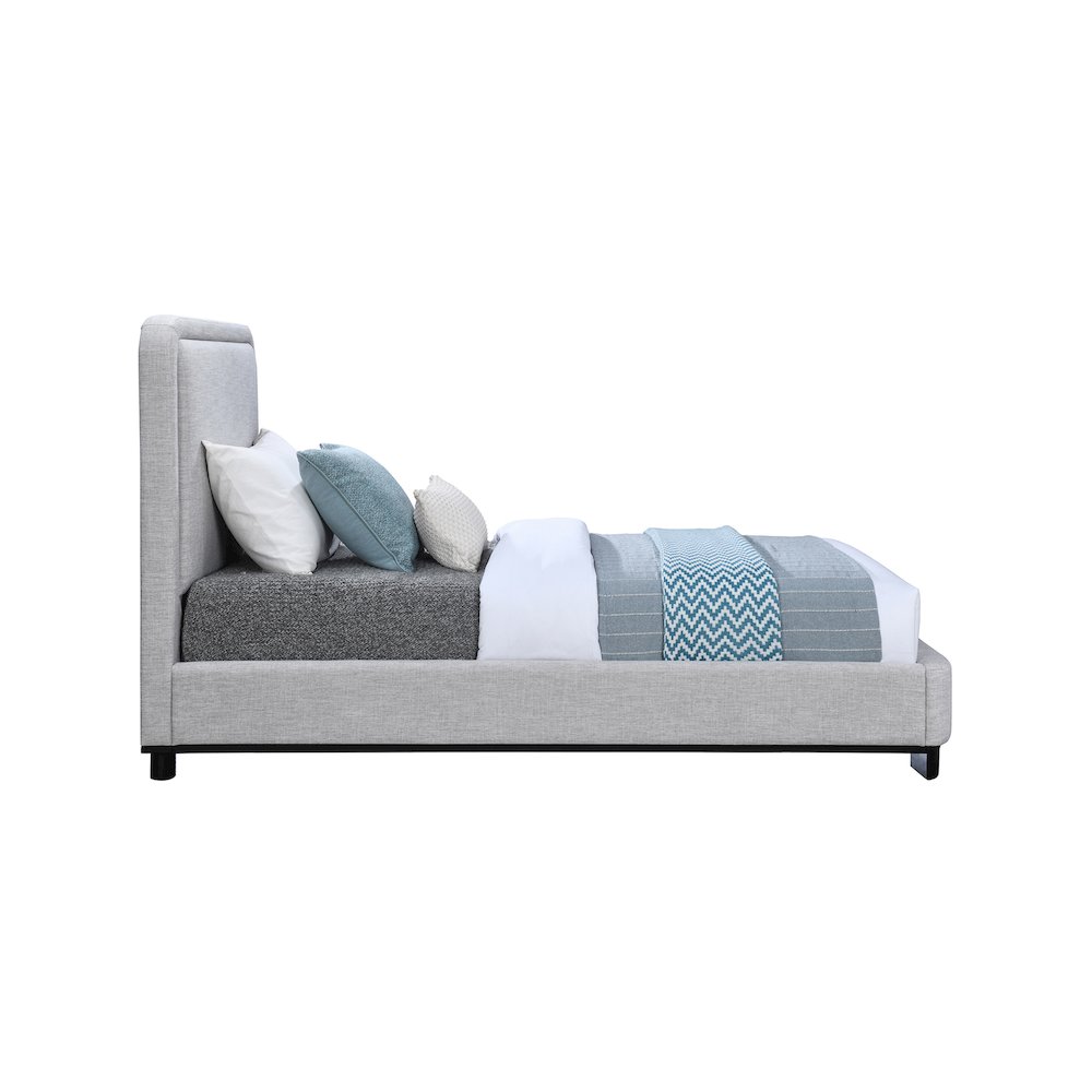 Nolita Grey Linen Textured Fabric Twin Bed. Picture 3