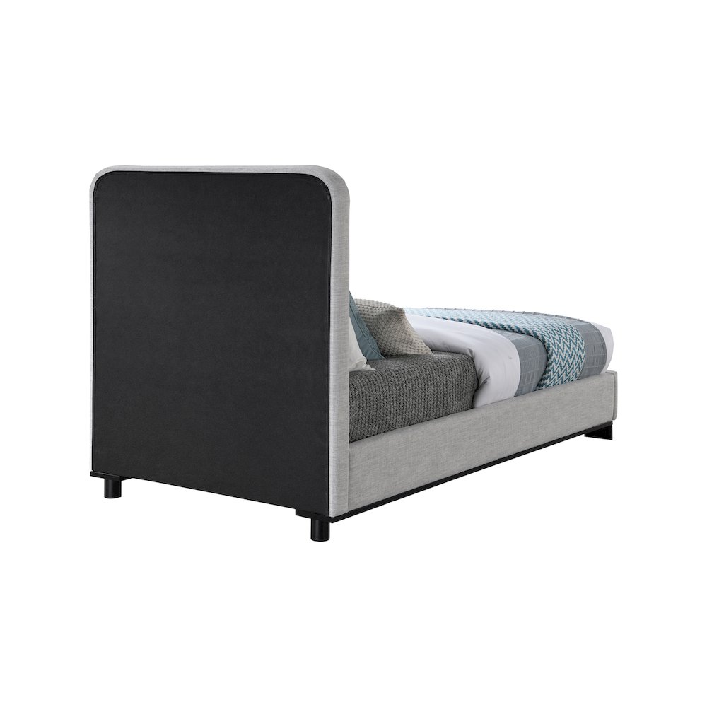 Nolita Grey Linen Textured Fabric Twin Bed. Picture 4