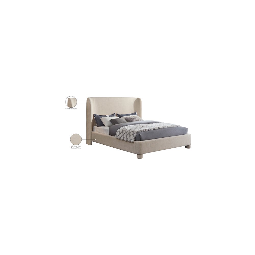 Penny Beige Polyester Fabric King Bed. Picture 7