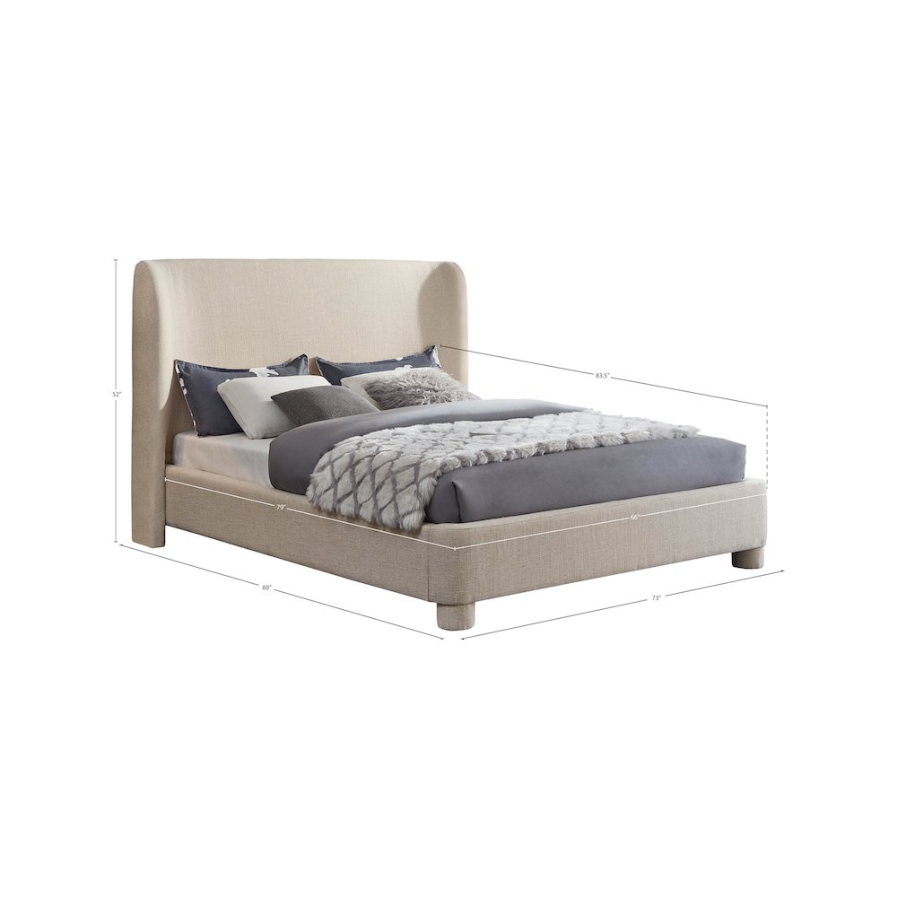 Penny Beige Polyester Fabric Queen Bed. Picture 6