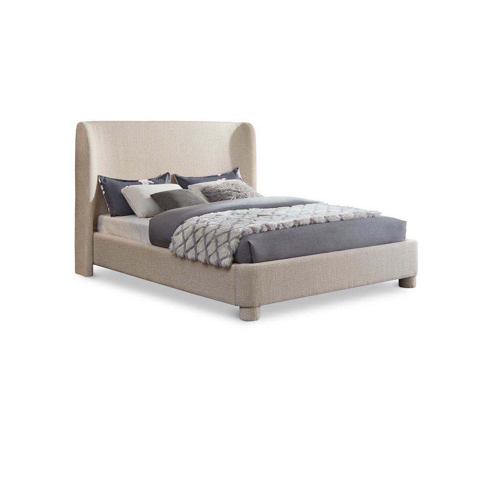 Penny Beige Polyester Fabric Queen Bed. Picture 1