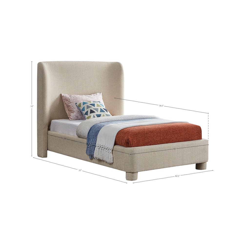 Penny Beige Polyester Fabric Twin Bed. Picture 6