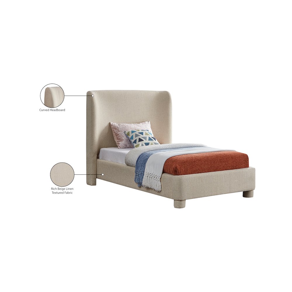 Penny Beige Polyester Fabric Twin Bed. Picture 7
