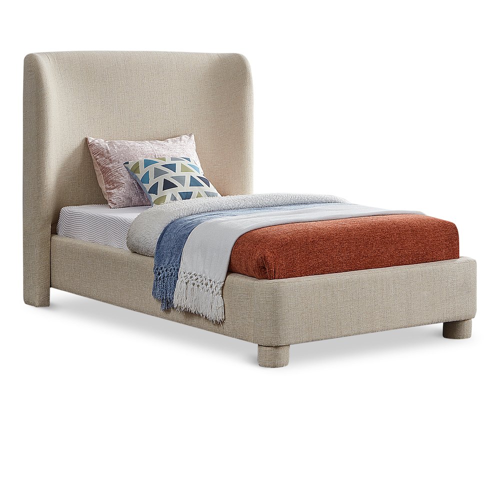 Penny Beige Polyester Fabric Twin Bed. Picture 1