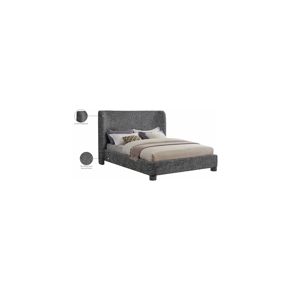Penny Black Polyester Fabric King Bed. Picture 7
