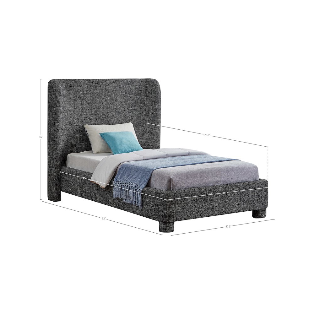Penny Black Polyester Fabric Twin Bed. Picture 6