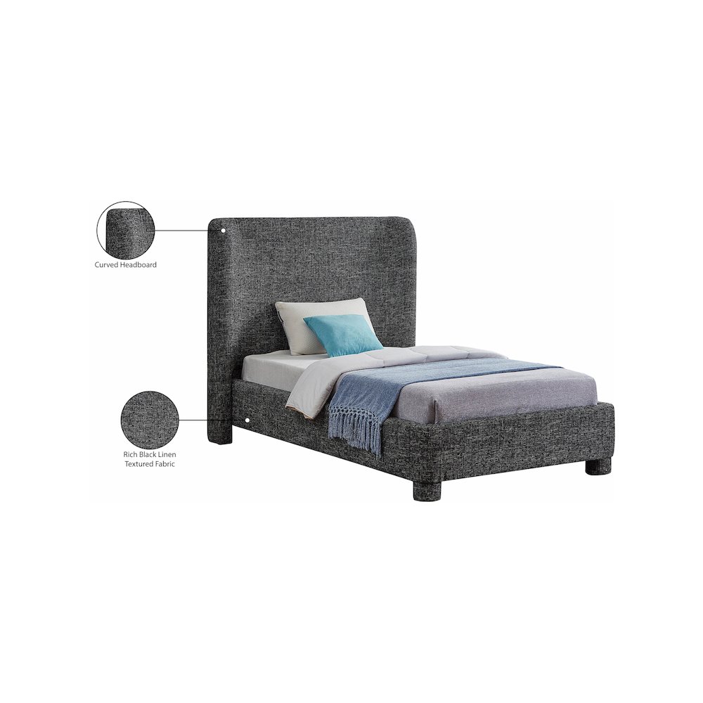 Penny Black Polyester Fabric Twin Bed. Picture 7