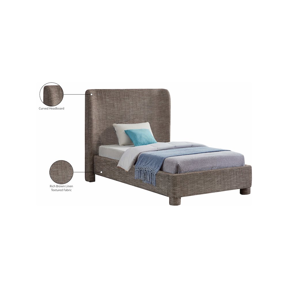 Penny Brown Polyester Fabric Twin Bed. Picture 7