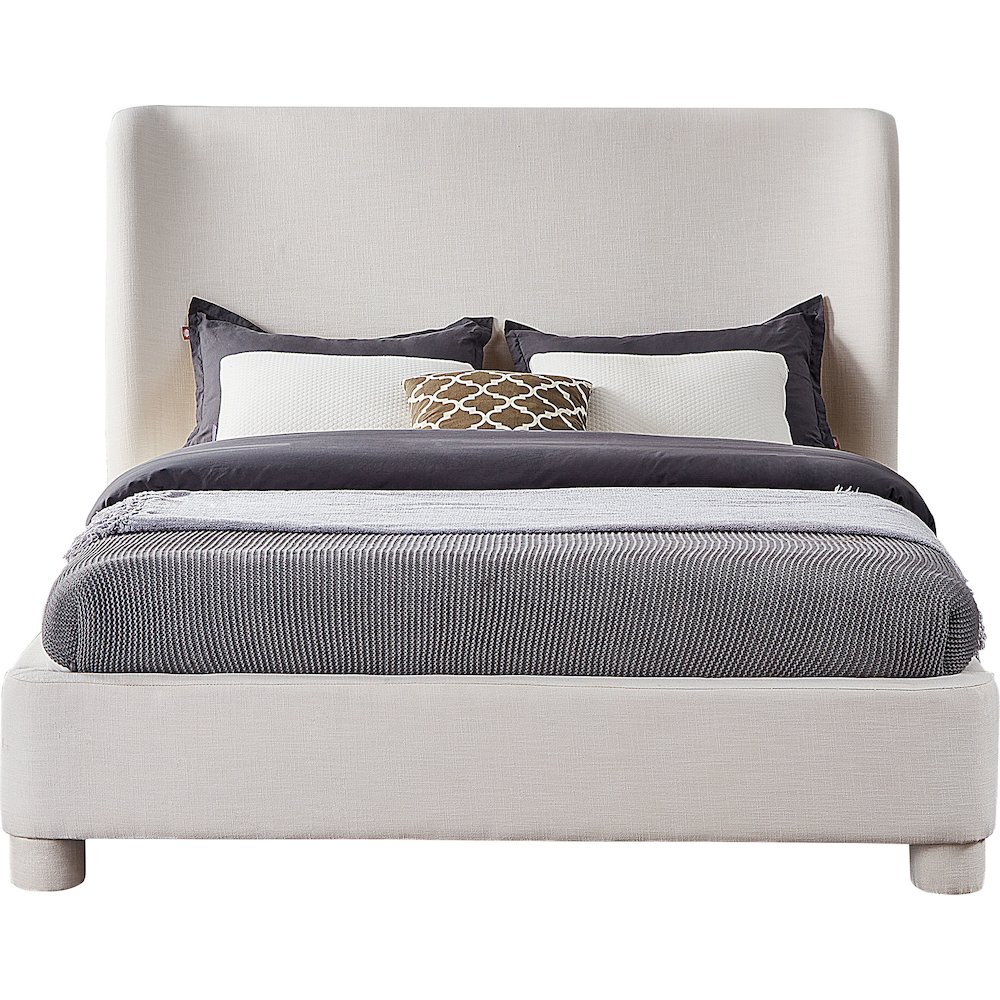 Penny Cream Linen Textured Fabric King Bed. Picture 2