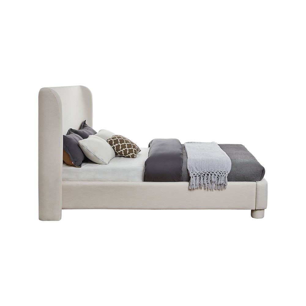 Penny Cream Linen Textured Fabric Queen Bed. Picture 3