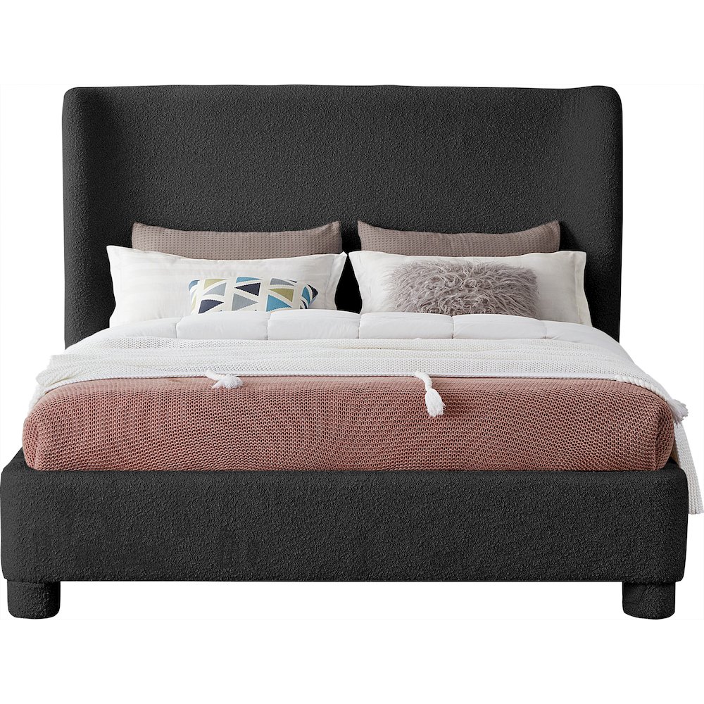 Penny Black Boucle Fabric Queen Bed. Picture 2