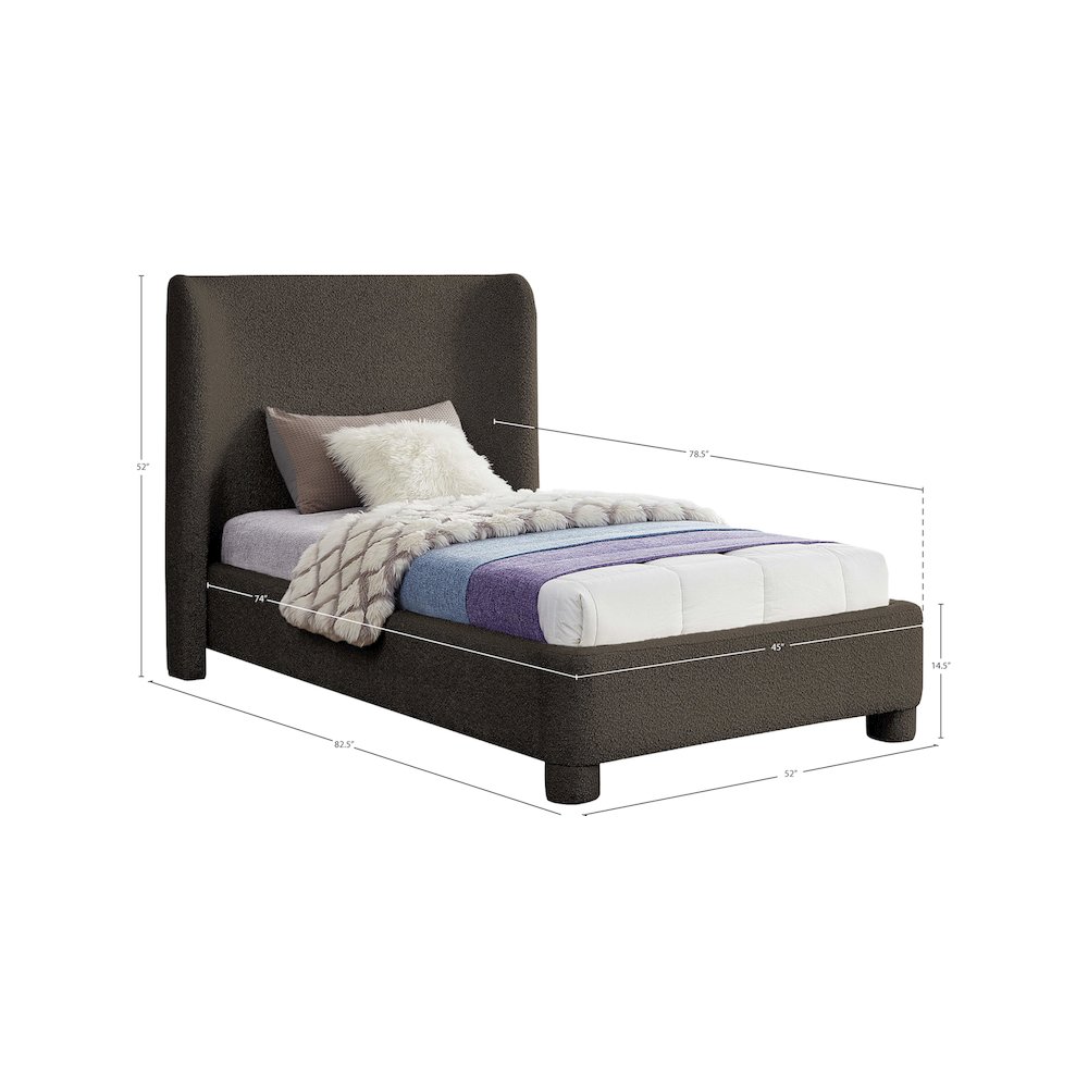 Penny Brown Boucle Fabric Twin Bed. Picture 6