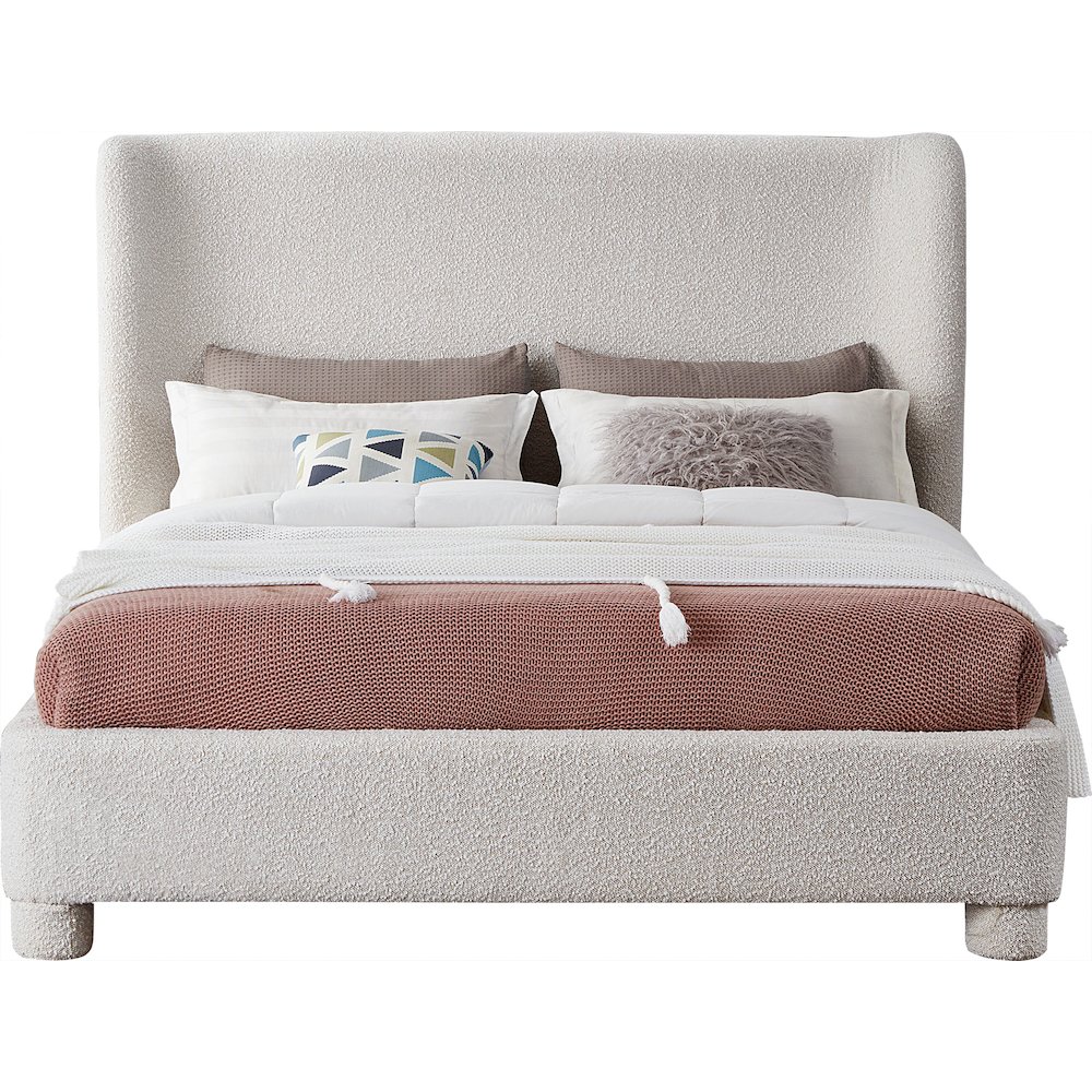 Penny Cream Boucle Fabric King Bed. Picture 2