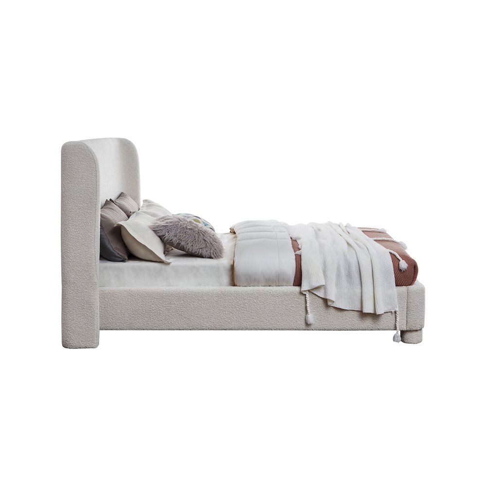 Penny Cream Boucle Fabric Queen Bed. Picture 3