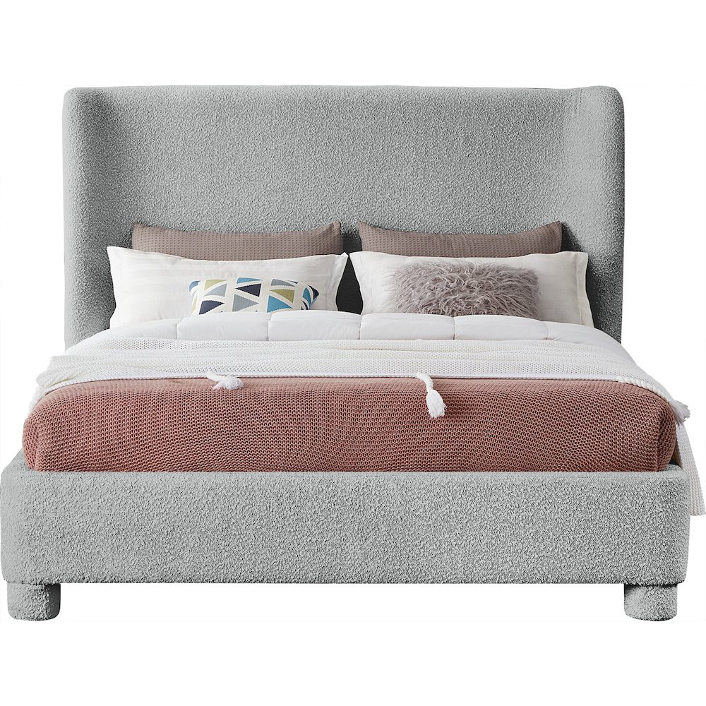 Penny Grey Boucle Fabric Full Bed. Picture 2