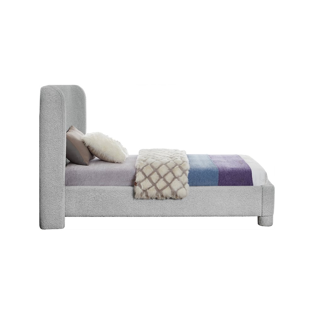 Penny Grey Boucle Fabric Twin Bed. Picture 3