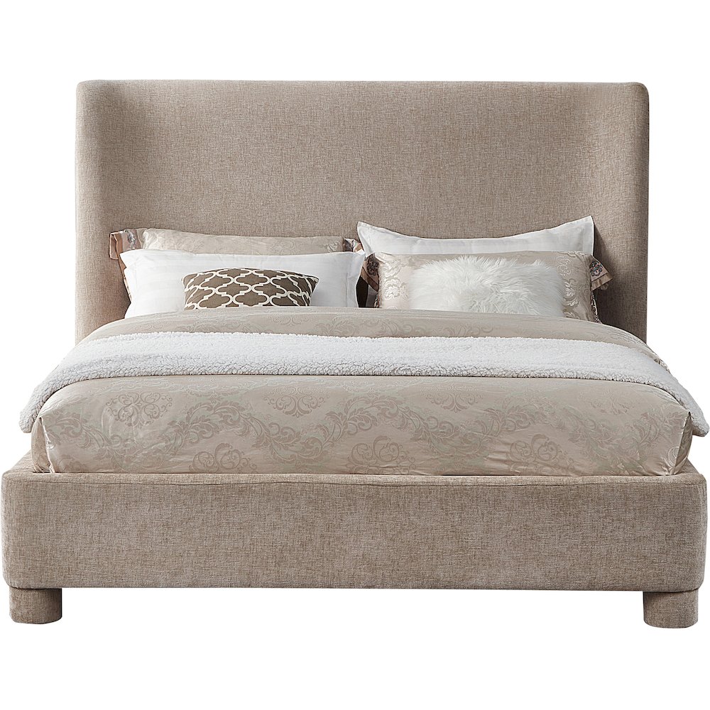 Penny Beige Chenille Fabric King Bed. Picture 2