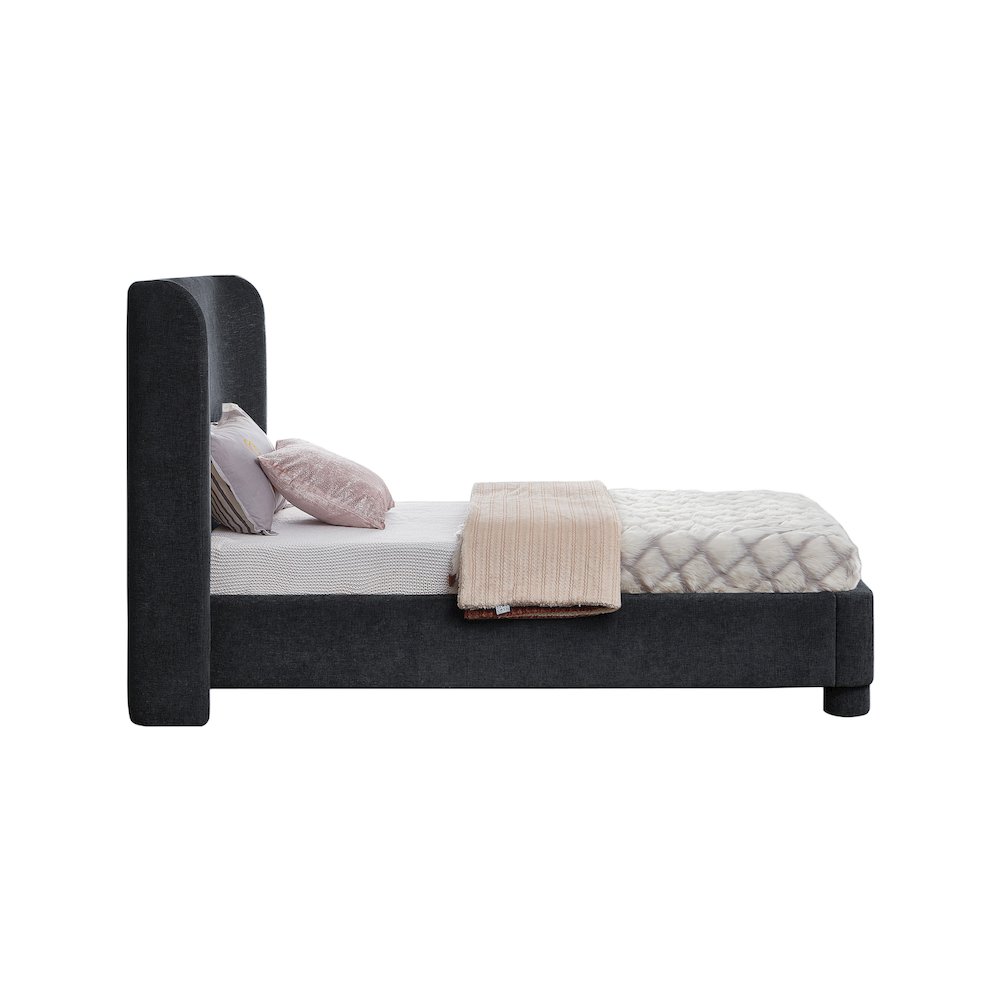 Penny Black Chenille Fabric Twin Bed. Picture 4