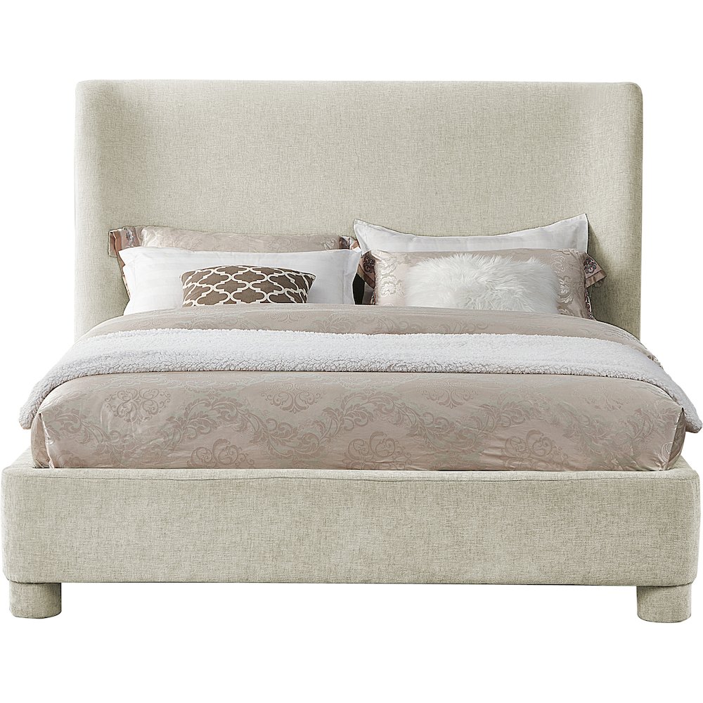 Penny Cream Chenille Fabric Queen Bed. Picture 2