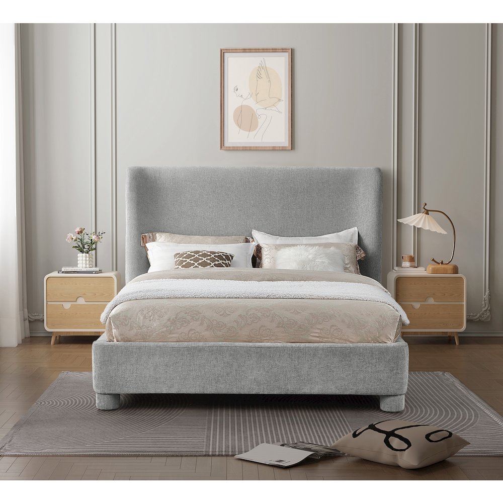Penny Light Grey Chenille Fabric Full Bed. Picture 3