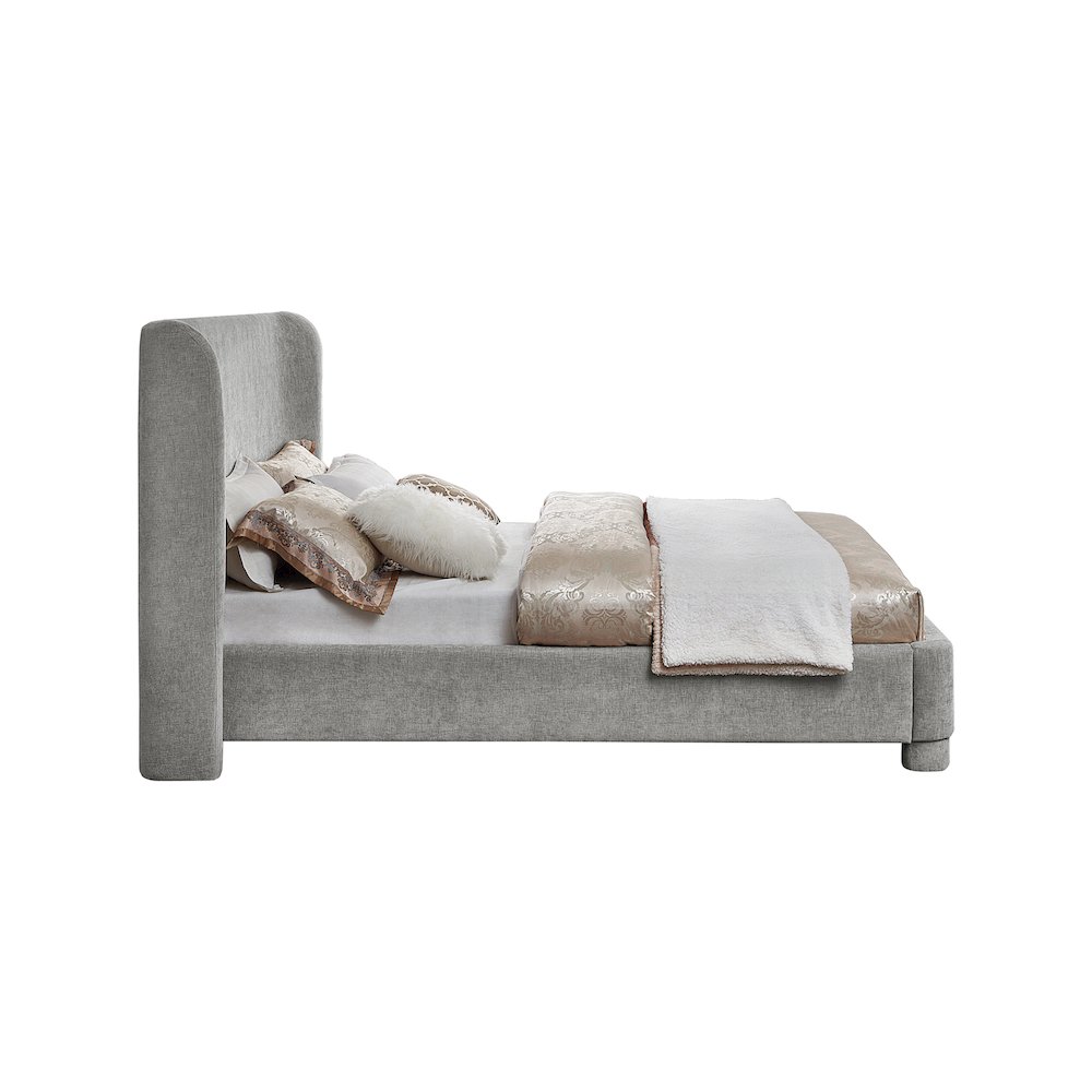 Penny Light Grey Chenille Fabric King Bed. Picture 4