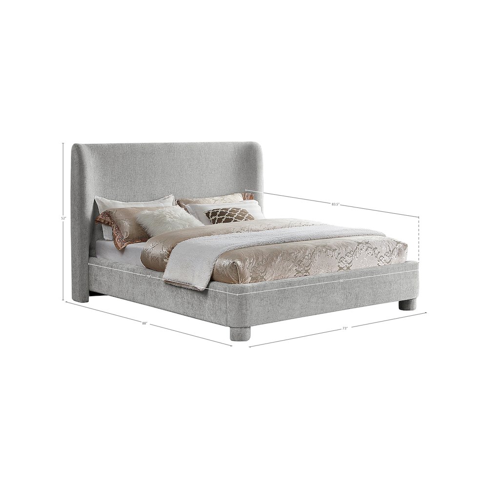 Penny Light Grey Chenille Fabric Queen Bed. Picture 9