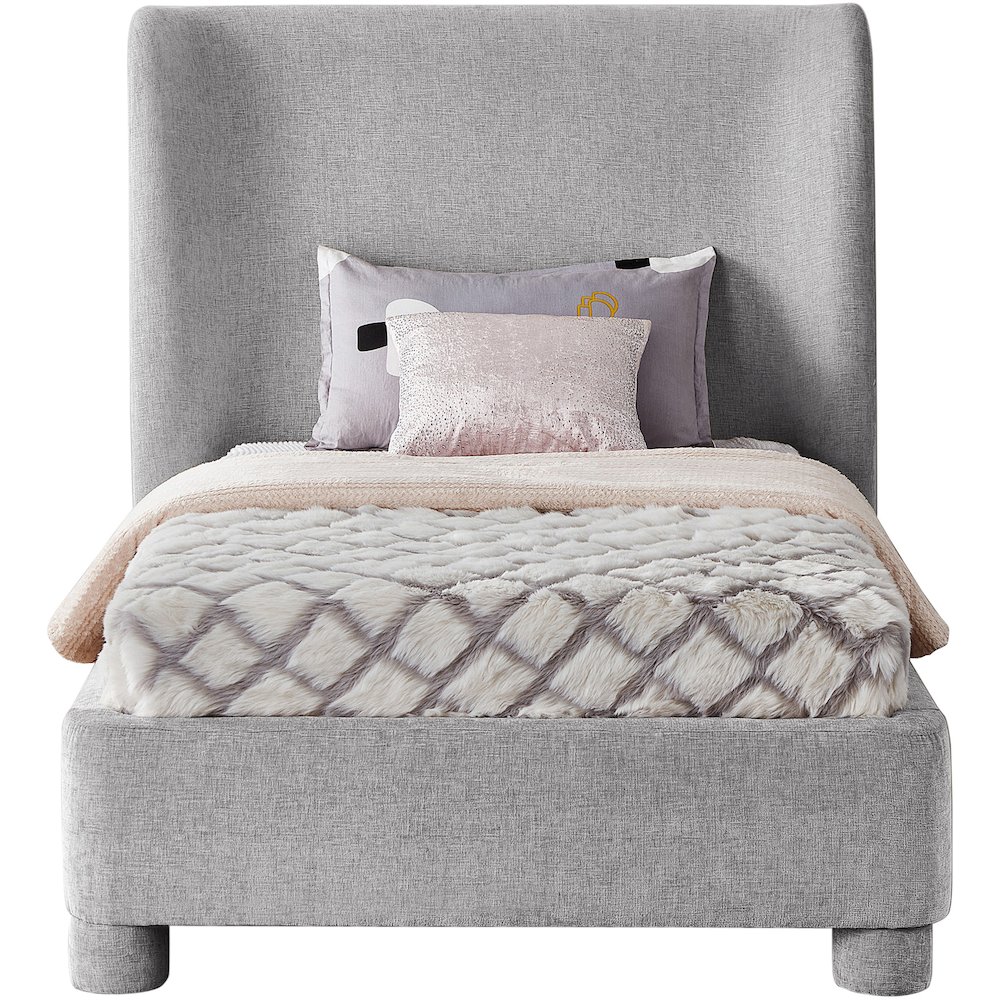 Penny Light Grey Chenille Fabric Twin Bed. Picture 2