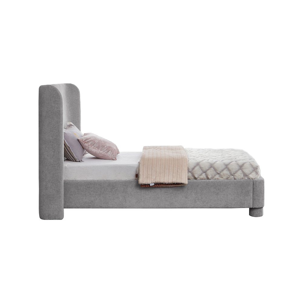 Penny Light Grey Chenille Fabric Twin Bed. Picture 4