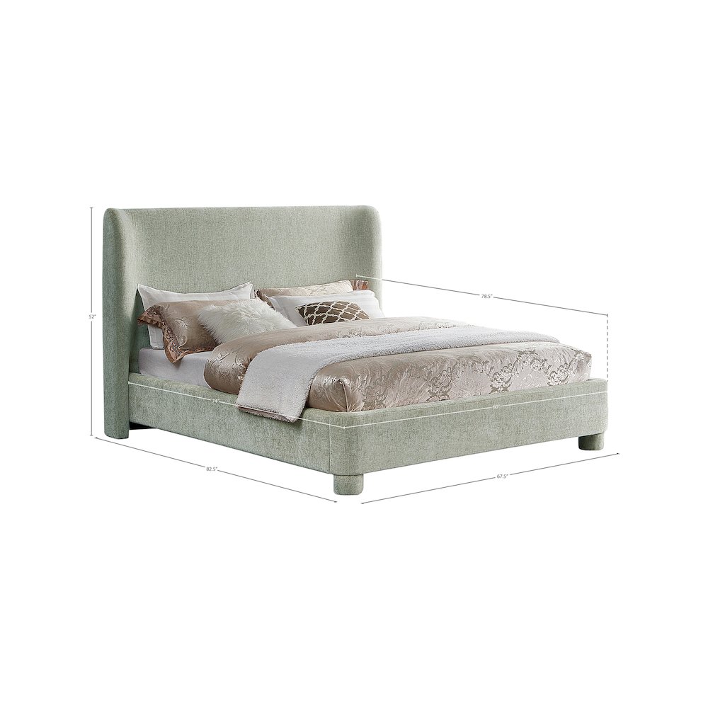 Penny Mint Green Chenille Fabric Full Bed. Picture 9