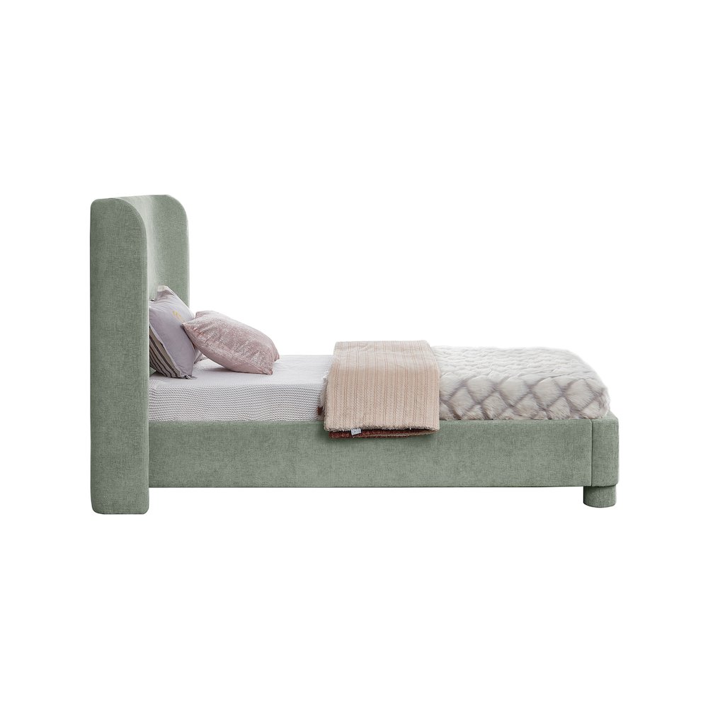 Penny Mint Green Chenille Fabric Twin Bed. Picture 4