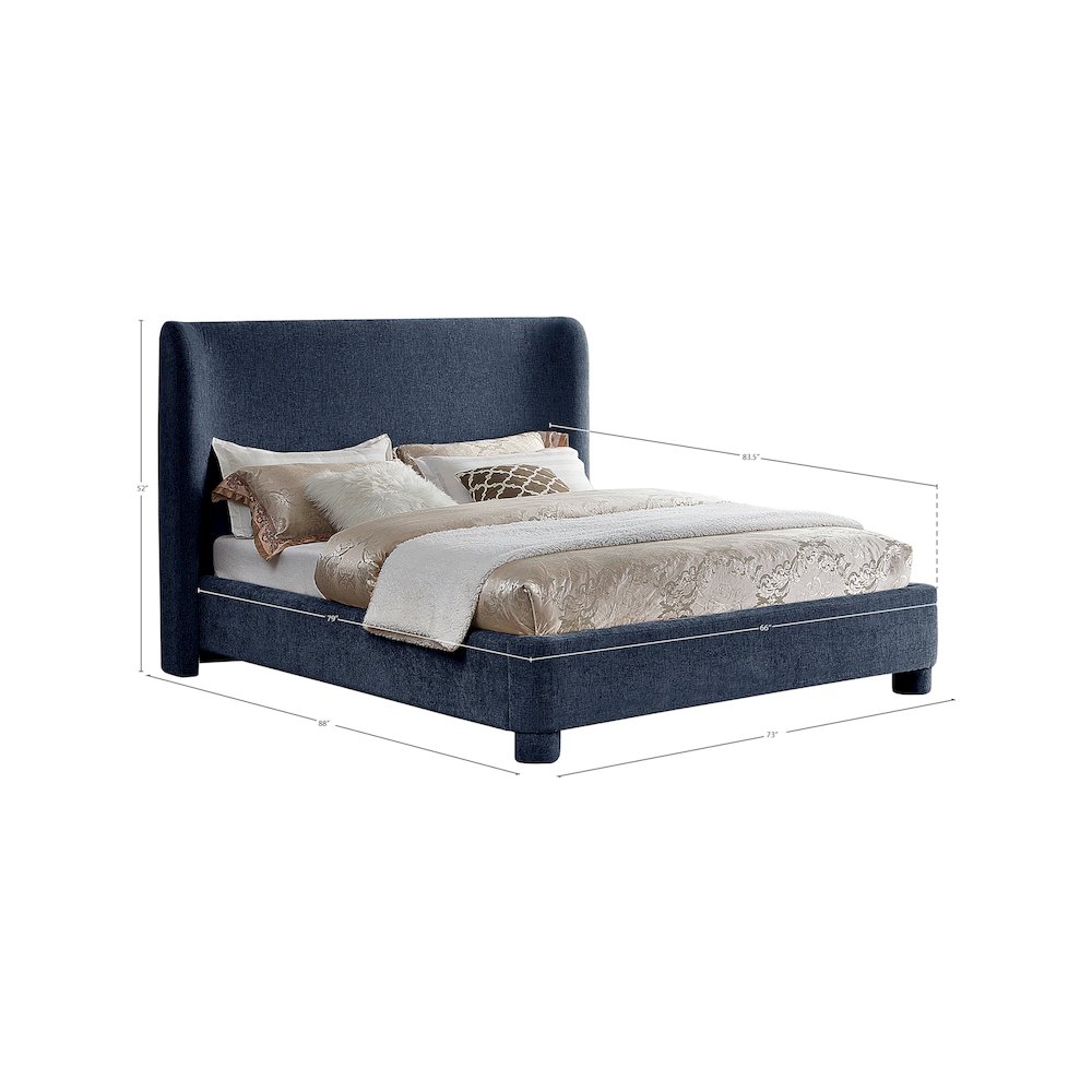 Penny Navy Chenille Fabric Queen Bed. Picture 9