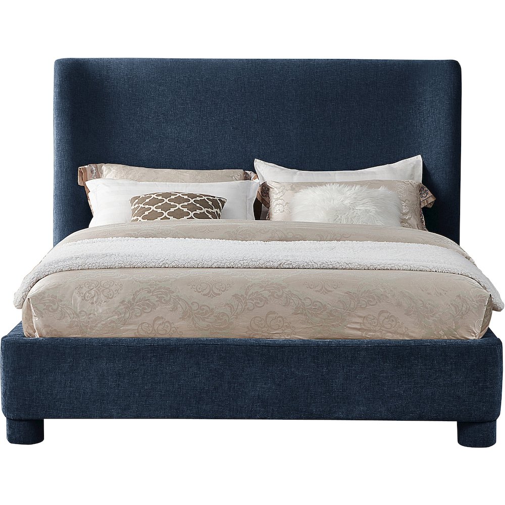 Penny Navy Chenille Fabric Queen Bed. Picture 2