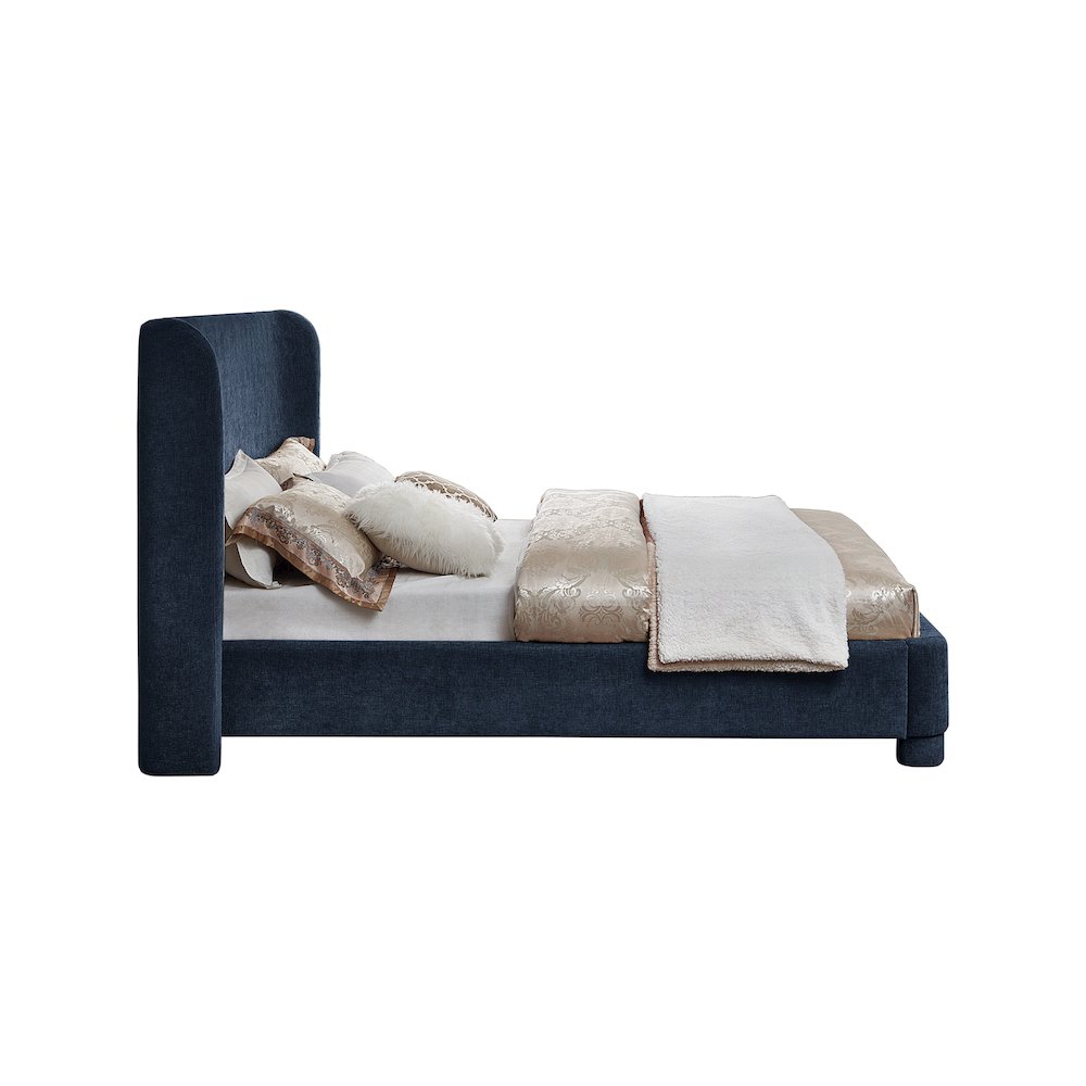 Penny Navy Chenille Fabric Queen Bed. Picture 4