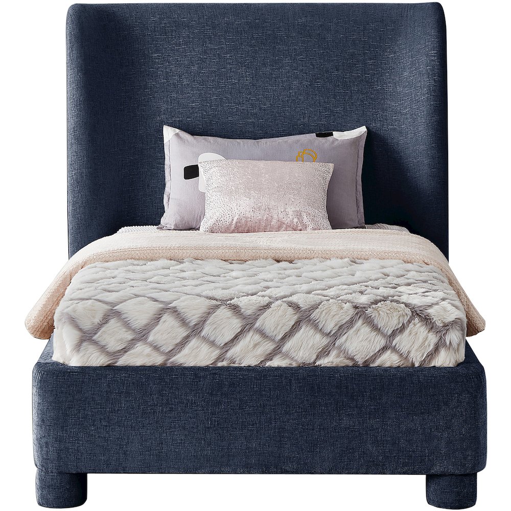 Penny Navy Chenille Fabric Twin Bed. Picture 2