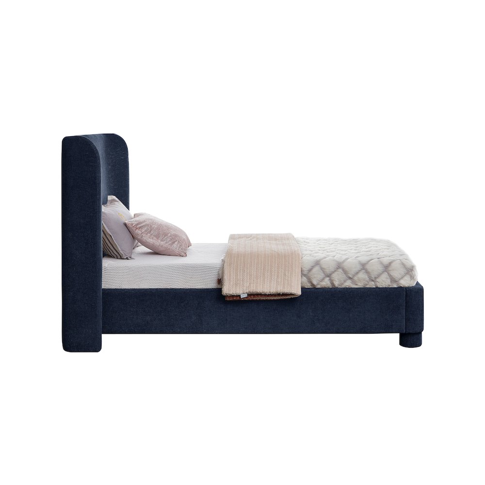 Penny Navy Chenille Fabric Twin Bed. Picture 4