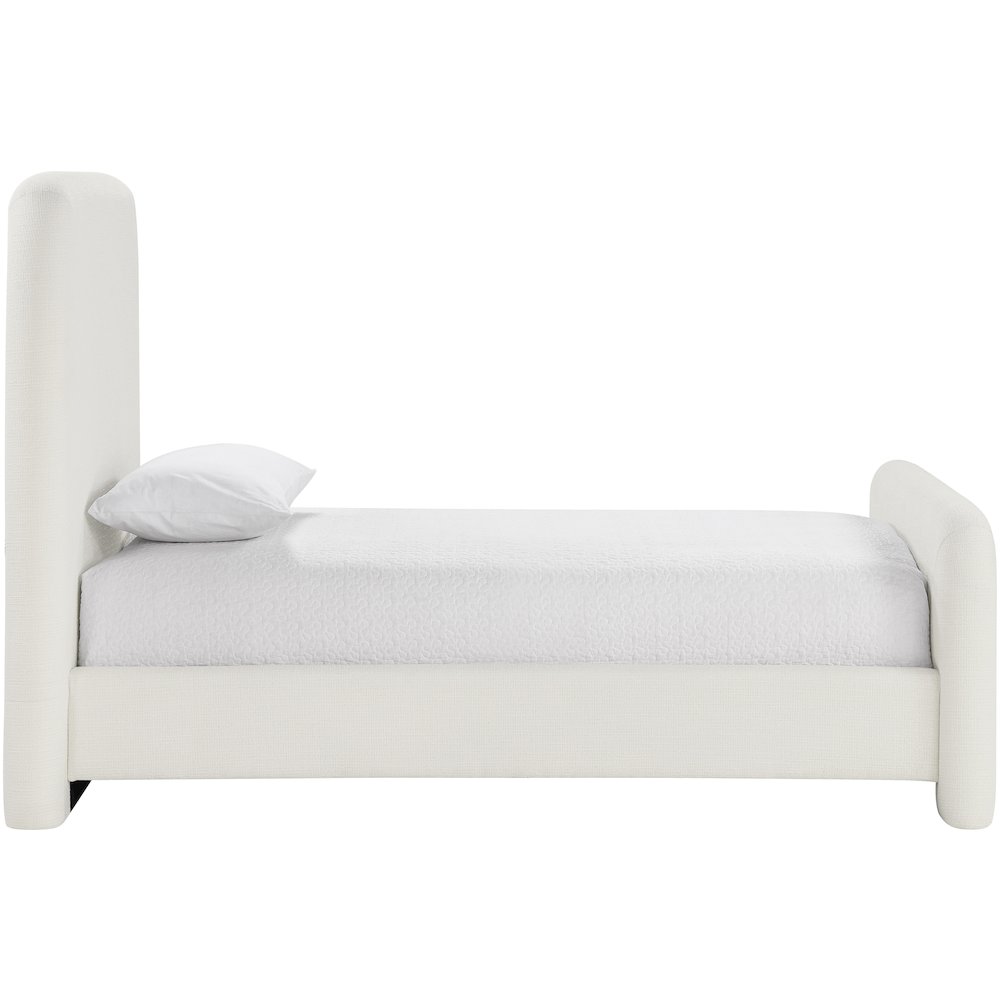 Fira Cream Linen Textured Fabric Upholstered Twin Bed. Picture 8