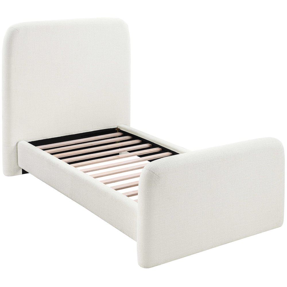 Fira Cream Linen Textured Fabric Upholstered Twin Bed. Picture 4