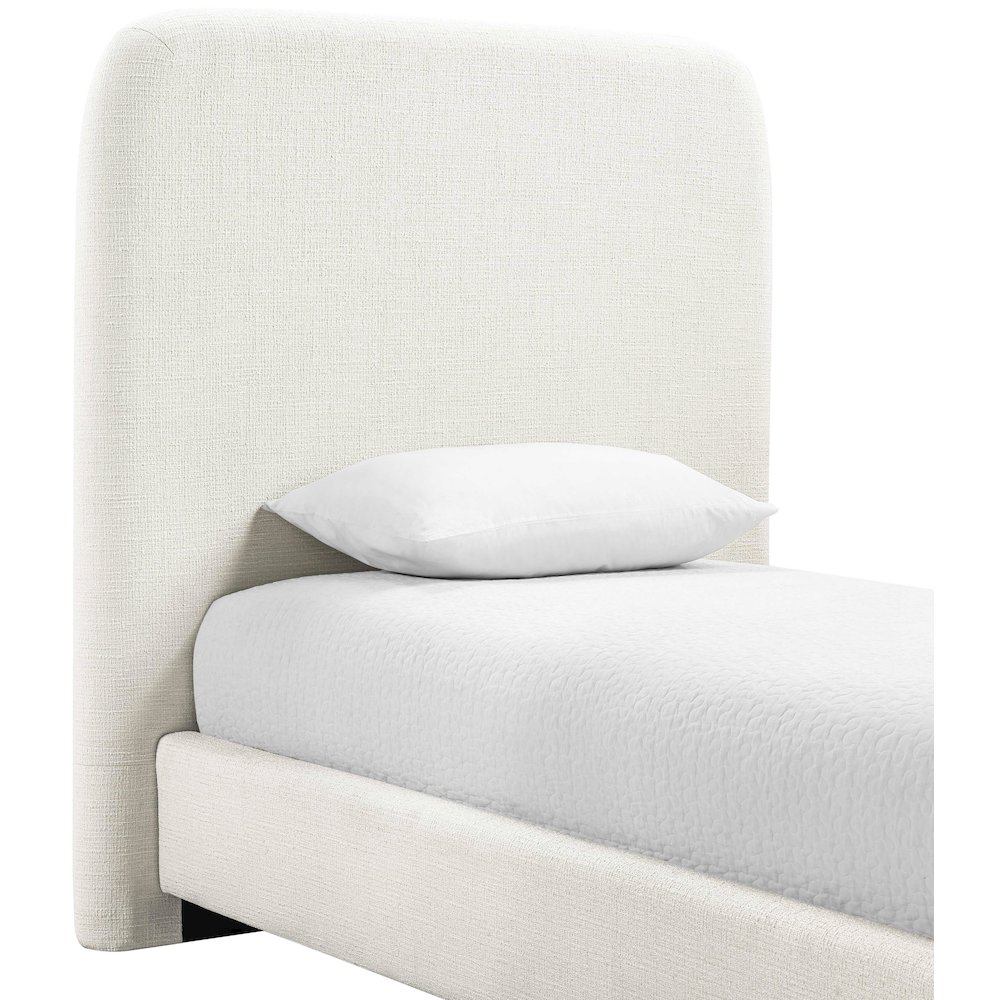 Fira Cream Linen Textured Fabric Upholstered Twin Bed. Picture 5