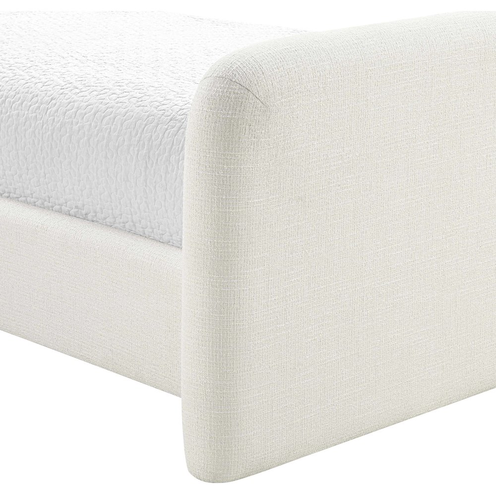 Fira Cream Linen Textured Fabric Upholstered Twin Bed. Picture 6