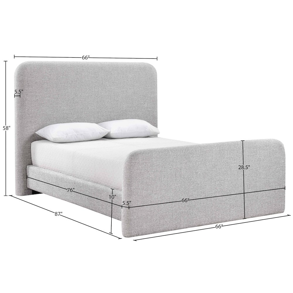 Fira Grey Linen Textured Fabric Upholstered Full Bed. Picture 11