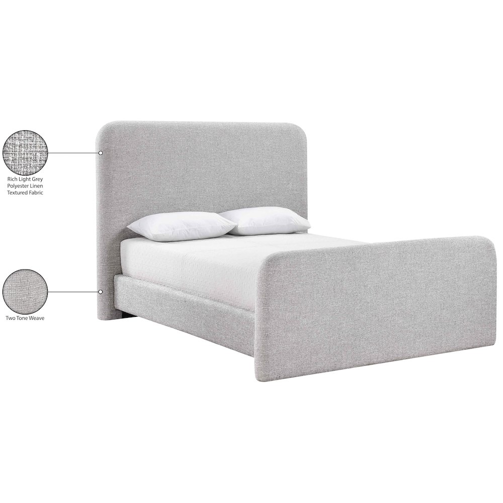 Fira Grey Linen Textured Fabric Upholstered Full Bed. Picture 12