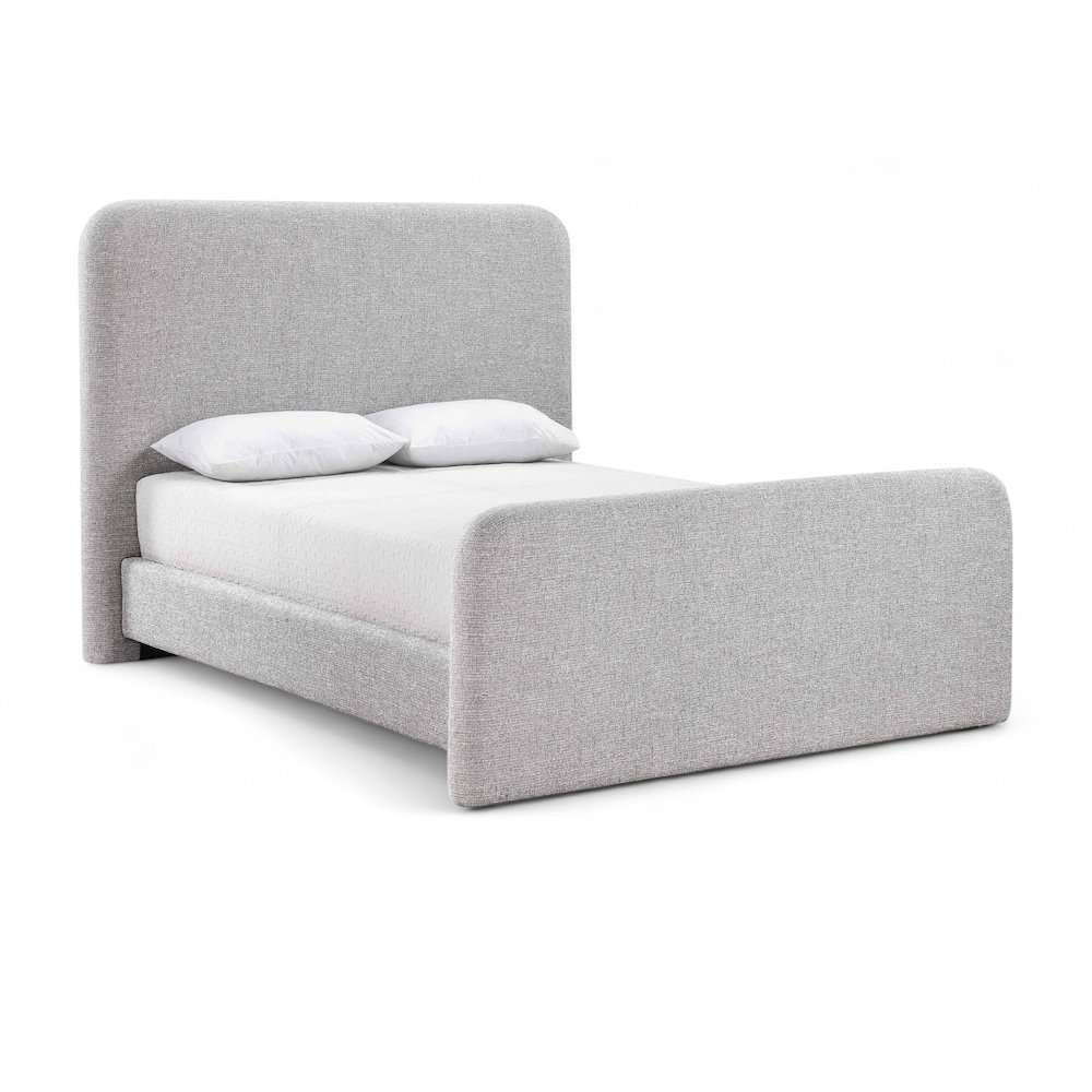 Fira Grey Linen Textured Fabric Upholstered King Bed. Picture 1