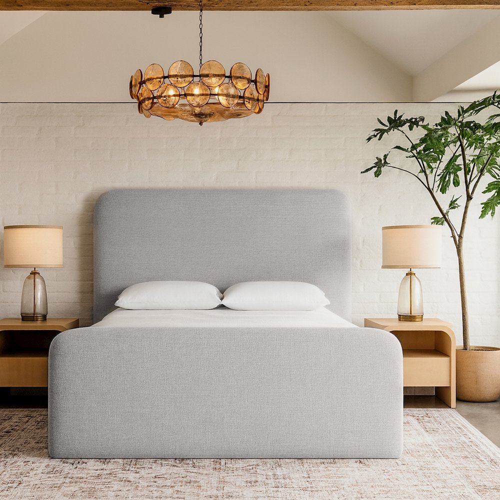 Fira Grey Linen Textured Fabric Upholstered King Bed. Picture 7