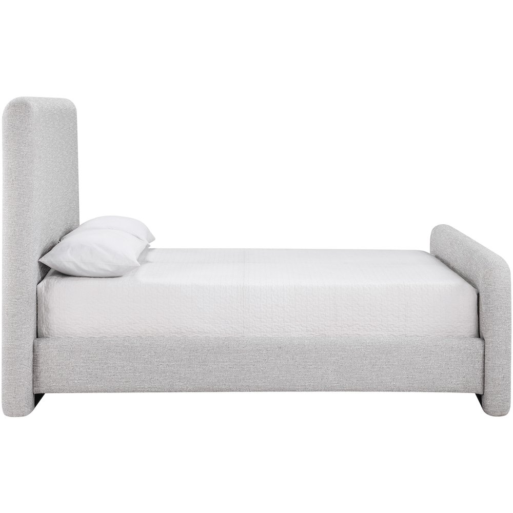 Fira Grey Linen Textured Fabric Upholstered King Bed. Picture 8